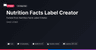 Nutrition Facts Label Creator