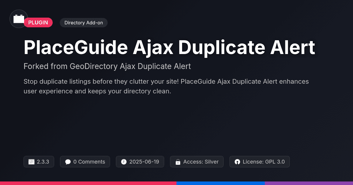 PlaceGuide Ajax Duplicate Alert