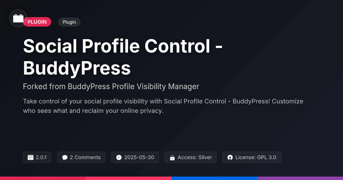Social Profile Control - BuddyPress forked from BuddyPress Profile Visibility Manager Social Profile Control - BuddyPress forked from BuddyPress Profile Visibility Manager