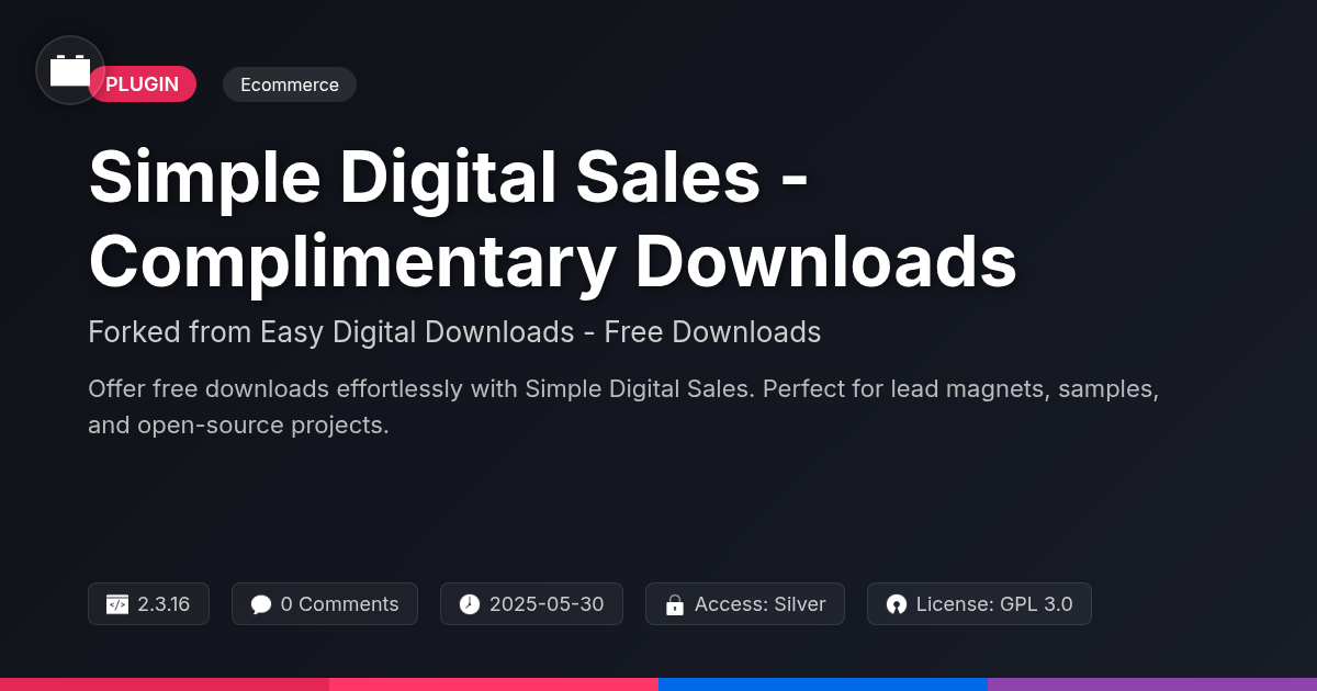 Simple Digital Sales - Complimentary Downloads forked from Easy Digital Downloads - Free Downloads Simple Digital Sales - Complimentary Downloads forked from Easy Digital Downloads - Free Downloads