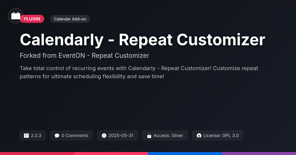 Calendarly - Repeat Customizer forked from EventON - Repeat Customizer Calendarly - Repeat Customizer forked from EventON - Repeat Customizer