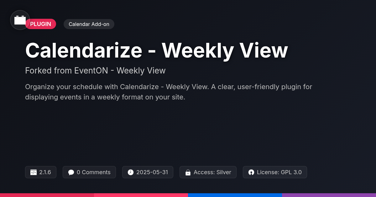 Calendarize - Weekly View forked from EventON - Weekly View Calendarize - Weekly View forked from EventON - Weekly View