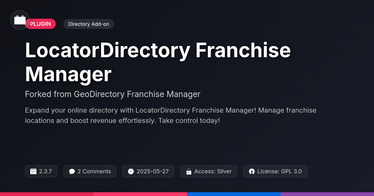 LocatorDirectory Franchise Manager forked from GeoDirectory Franchise Manager LocatorDirectory Franchise Manager forked from GeoDirectory Franchise Manager