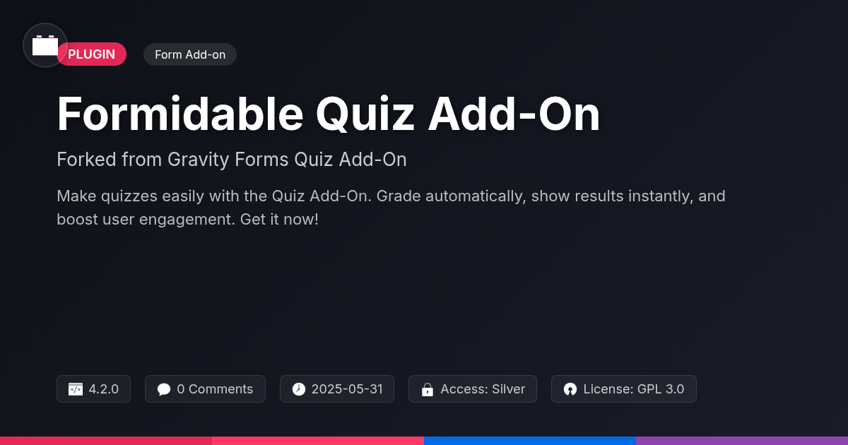 Formidable Quiz Add-On forked from Gravity Forms Quiz Add-On Formidable Quiz Add-On forked from Gravity Forms Quiz Add-On