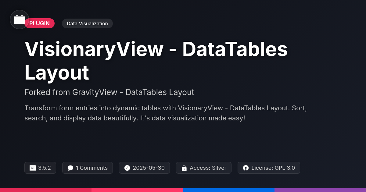 VisionaryView - DataTables Layout forked from GravityView - DataTables Layout VisionaryView - DataTables Layout forked from GravityView - DataTables Layout