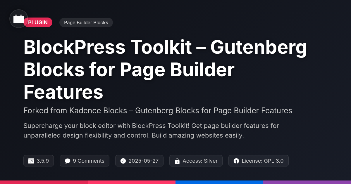 BlockPress Toolkit – Gutenberg Blocks for Page Builder Features forked from Kadence Blocks – Gutenberg Blocks for Page Builder Features BlockPress Toolkit – Gutenberg Blocks for Page Builder Features forked from Kadence Blocks – Gutenberg Blocks for Page Builder Features