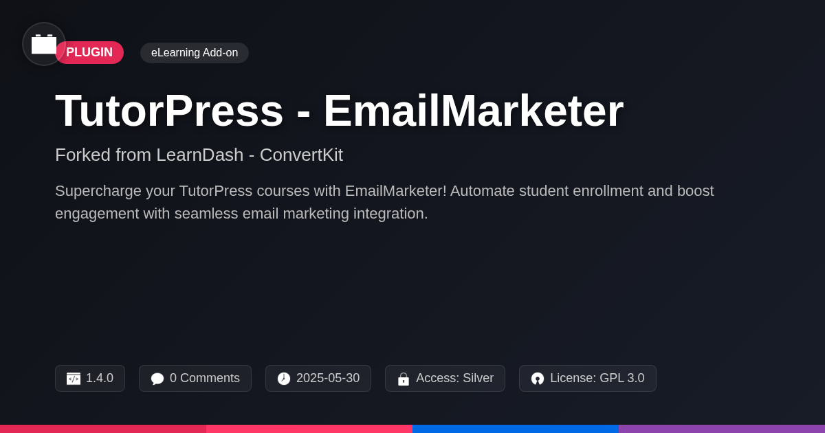 TutorPress - EmailMarketer forked from LearnDash - ConvertKit TutorPress - EmailMarketer forked from LearnDash - ConvertKit