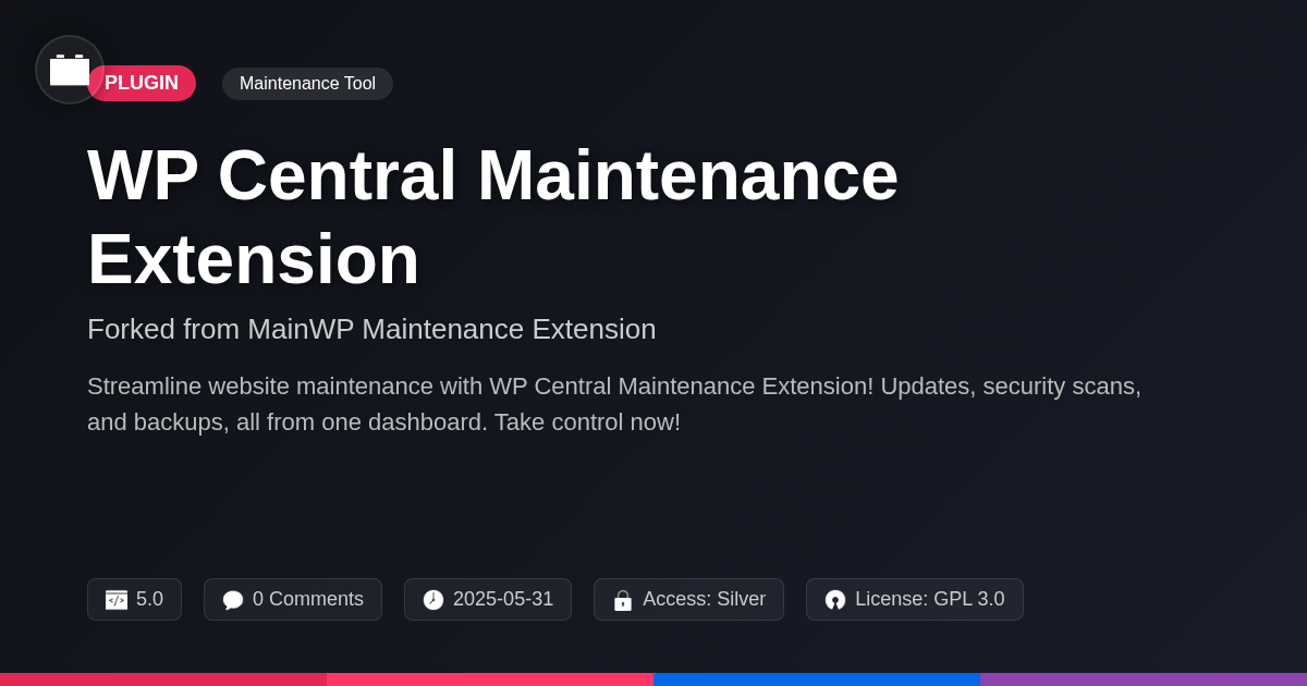 WP Central Maintenance Extension forked from MainWP Maintenance Extension WP Central Maintenance Extension forked from MainWP Maintenance Extension