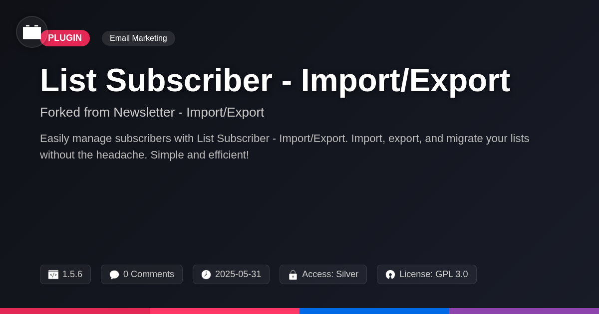 List Subscriber - Import/Export forked from Newsletter - Import/Export
