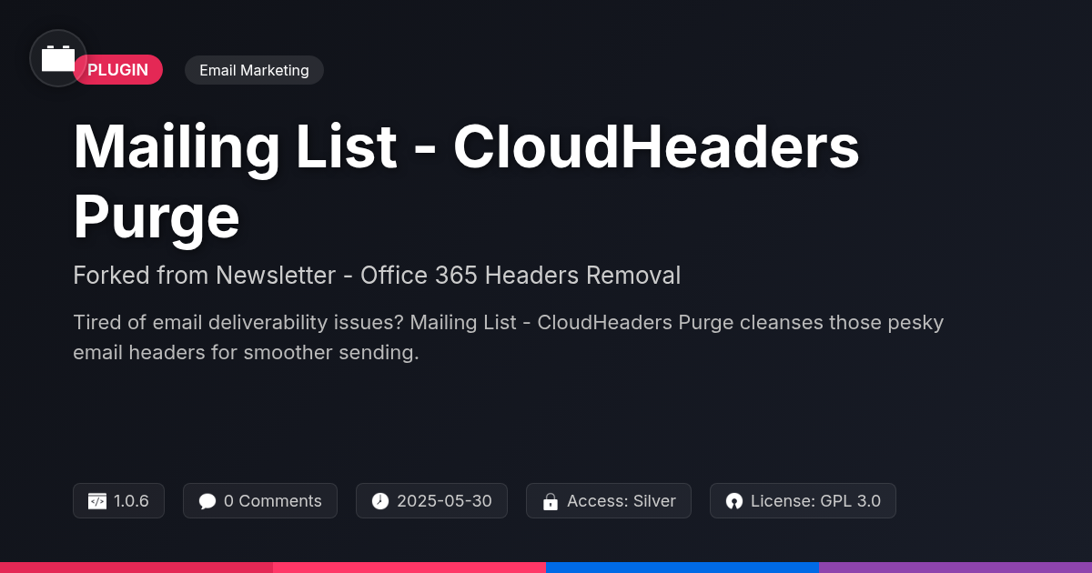Mailing List - CloudHeaders Purge forked from Newsletter - Office 365 Headers Removal Mailing List - CloudHeaders Purge forked from Newsletter - Office 365 Headers Removal