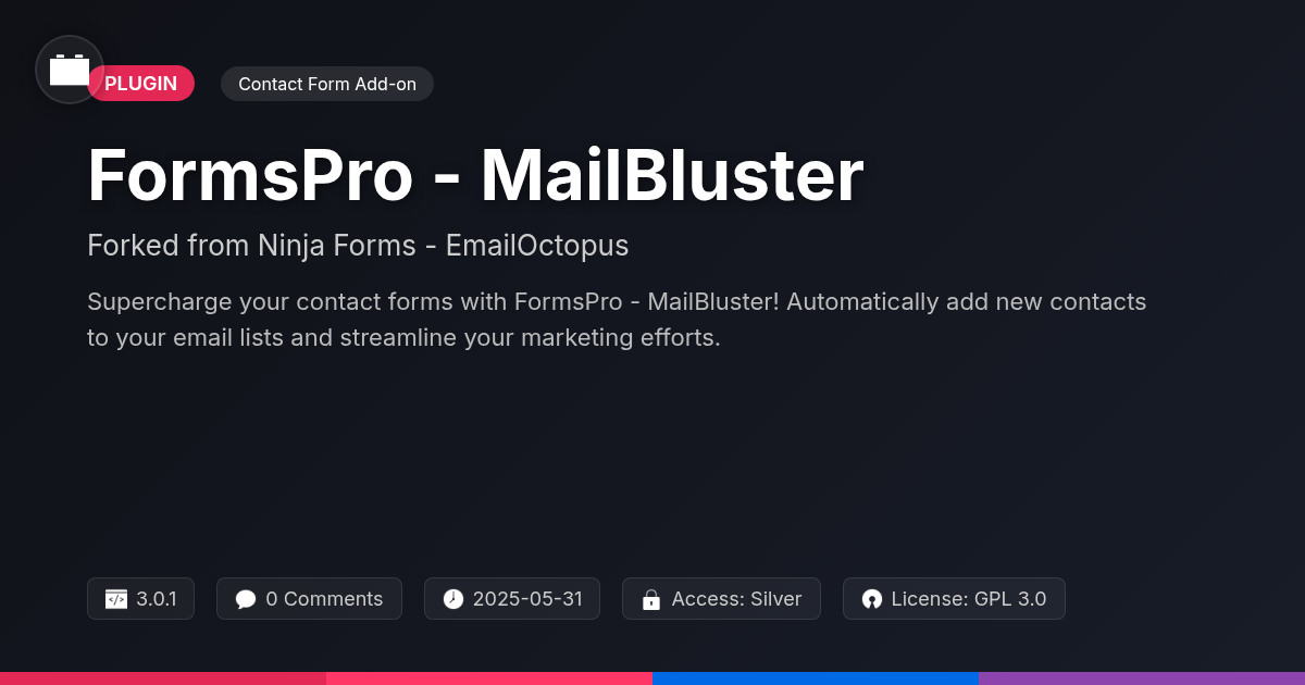 FormsPro - MailBluster forked from Ninja Forms - EmailOctopus FormsPro - MailBluster forked from Ninja Forms - EmailOctopus