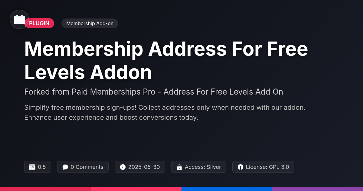 Membership Address For Free Levels Addon forked from Paid Memberships Pro - Address For Free Levels Add On Membership Address For Free Levels Addon forked from Paid Memberships Pro - Address For Free Levels Add On