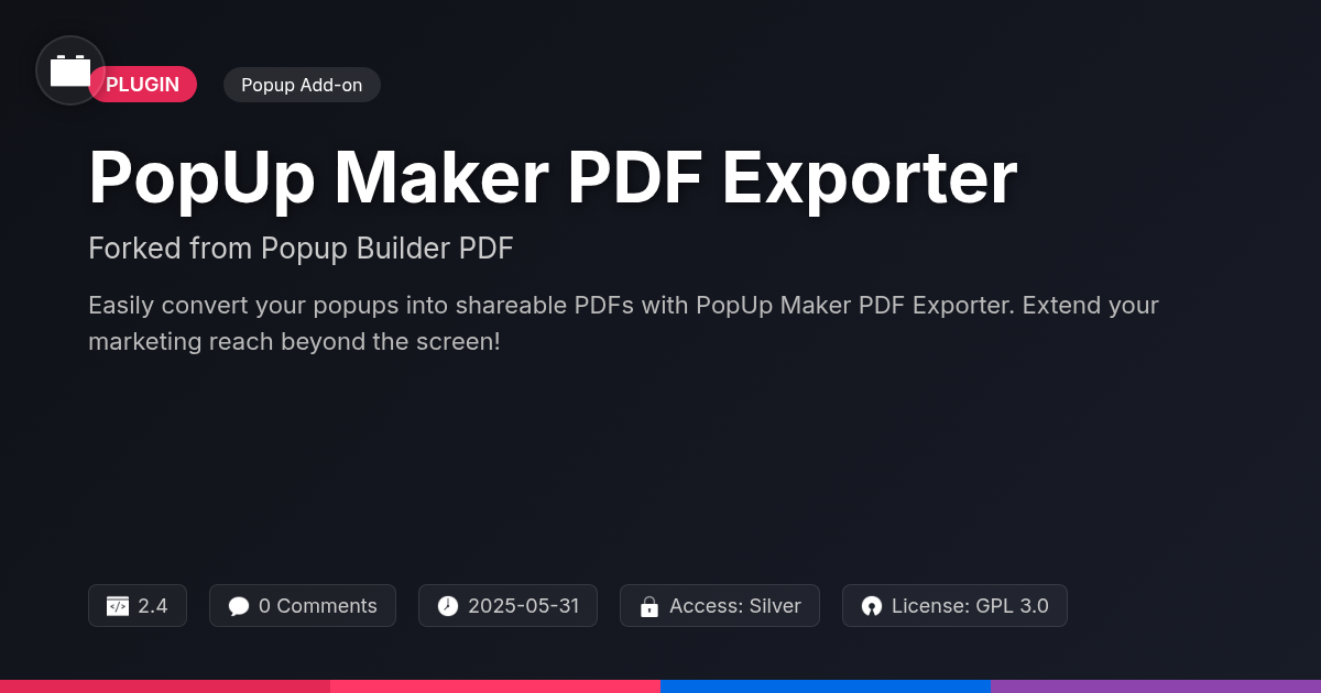 PopUp Maker PDF Exporter forked from Popup Builder PDF