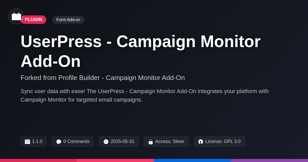 UserPress - Campaign Monitor Add-On forked from Profile Builder - Campaign Monitor Add-On UserPress - Campaign Monitor Add-On forked from Profile Builder - Campaign Monitor Add-On