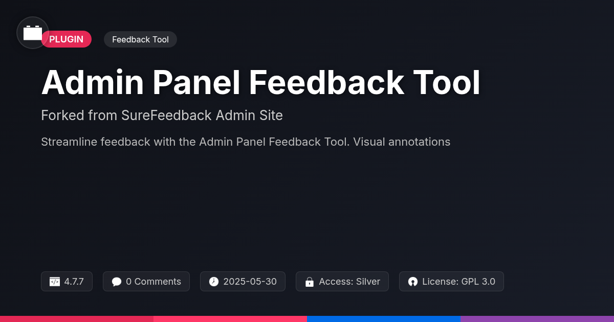 Admin Panel Feedback Tool forked from SureFeedback Admin Site Admin Panel Feedback Tool forked from SureFeedback Admin Site