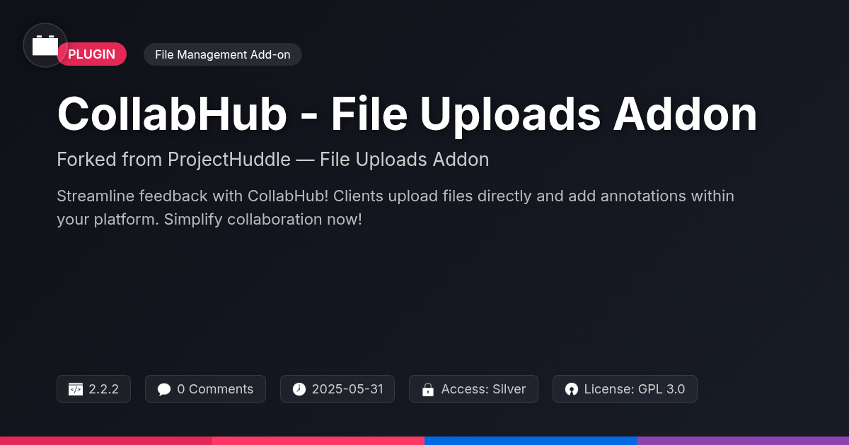 CollabHub - File Uploads Addon forked from ProjectHuddle — File Uploads Addon CollabHub - File Uploads Addon forked from ProjectHuddle — File Uploads Addon