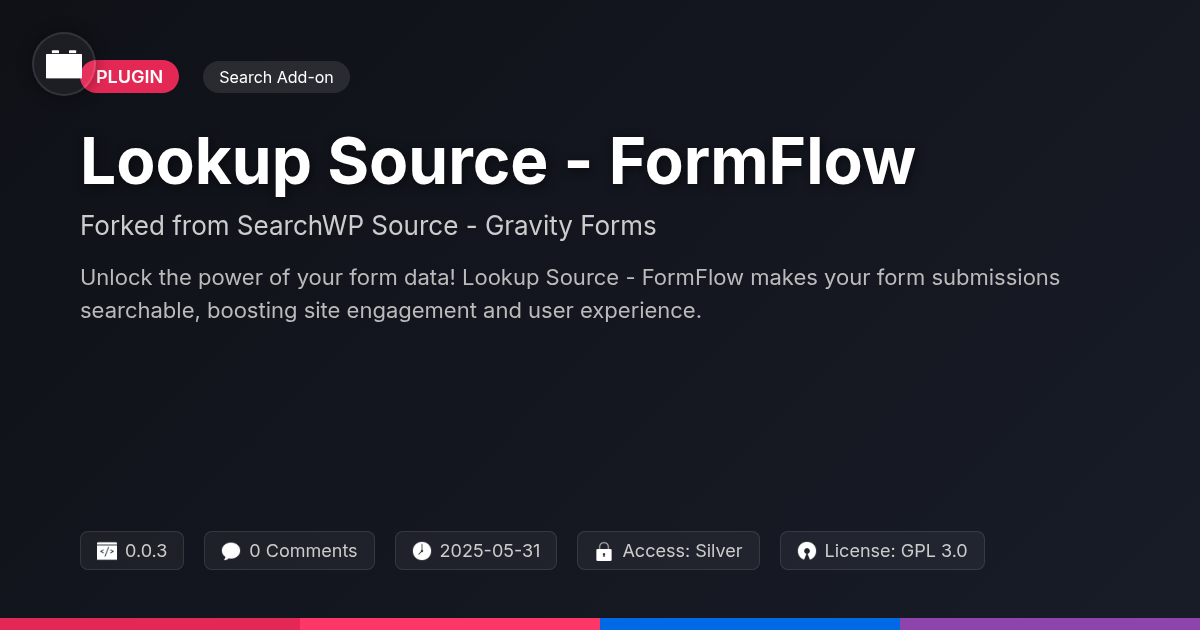 Lookup Source - FormFlow forked from SearchWP Source - Gravity Forms Lookup Source - FormFlow forked from SearchWP Source - Gravity Forms