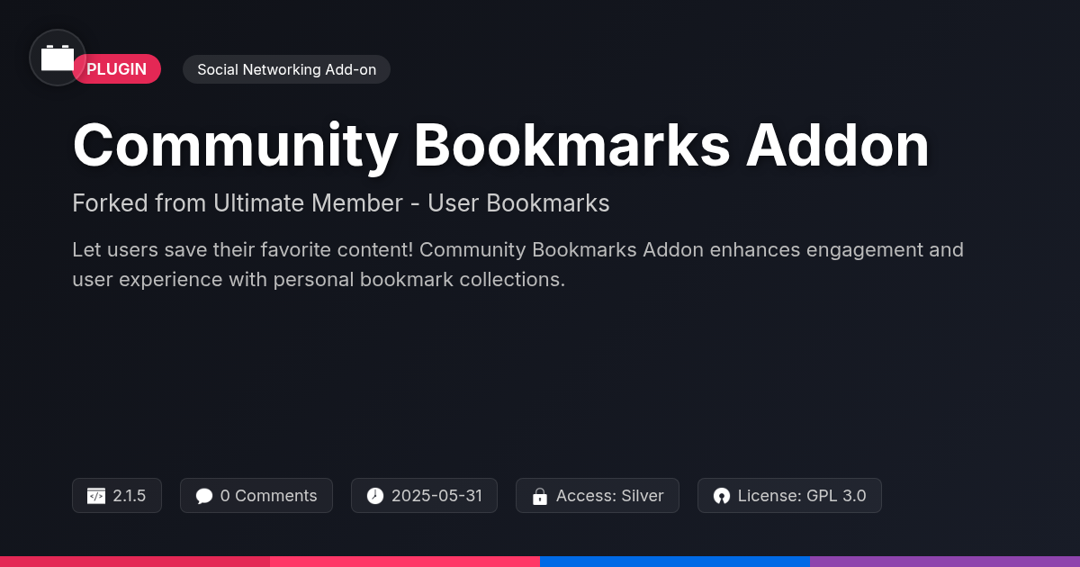 Community Bookmarks Addon forked from Ultimate Member - User Bookmarks Community Bookmarks Addon forked from Ultimate Member - User Bookmarks