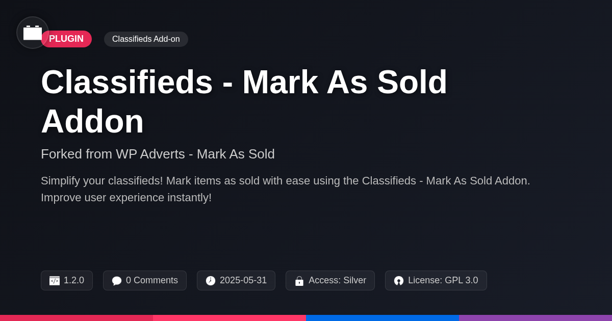 Classifieds - Mark As Sold Addon forked from WP Adverts - Mark As Sold Classifieds - Mark As Sold Addon forked from WP Adverts - Mark As Sold