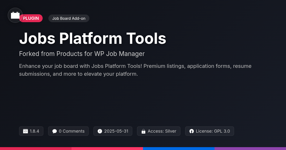 Jobs Platform Tools forked from Products for WP Job Manager Jobs Platform Tools forked from Products for WP Job Manager