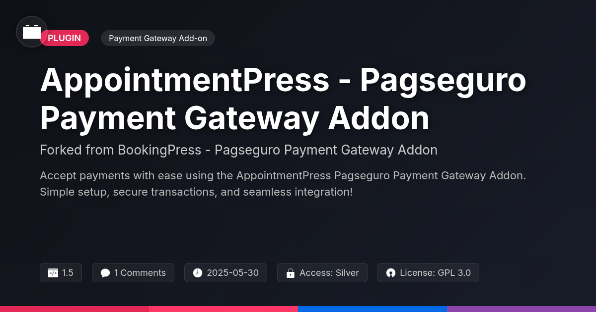 AppointmentPress - Pagseguro Payment Gateway Addon forked from BookingPress - Pagseguro Payment Gateway Addon AppointmentPress - Pagseguro Payment Gateway Addon forked from BookingPress - Pagseguro Payment Gateway Addon