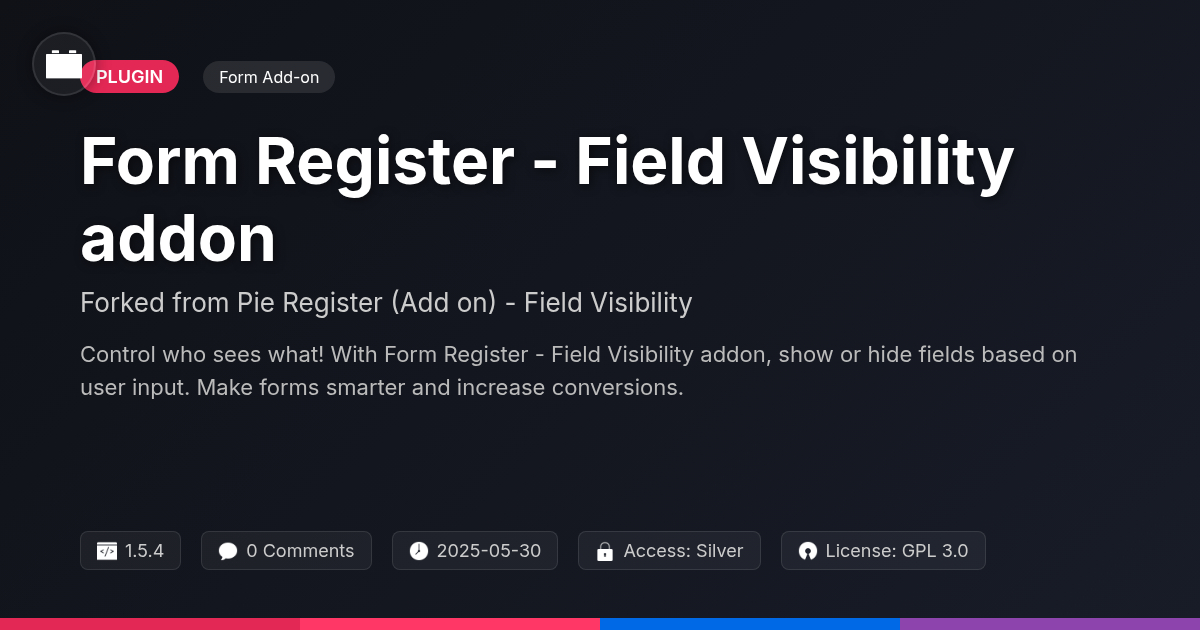 Form Register - Field Visibility addon forked from Pie Register (Add on) - Field Visibility Form Register - Field Visibility addon forked from Pie Register (Add on) - Field Visibility