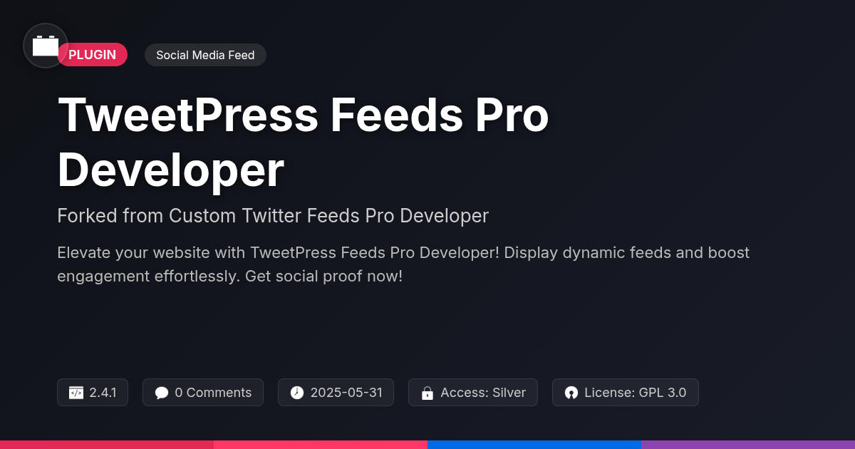 TweetPress Feeds Pro Developer forked from Custom Twitter Feeds Pro Developer TweetPress Feeds Pro Developer forked from Custom Twitter Feeds Pro Developer