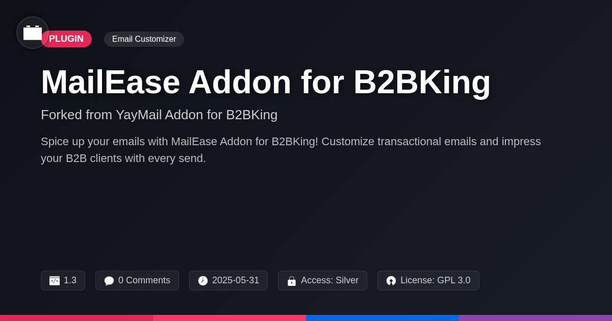 MailEase Addon for B2BKing forked from YayMail Addon for B2BKing MailEase Addon for B2BKing forked from YayMail Addon for B2BKing