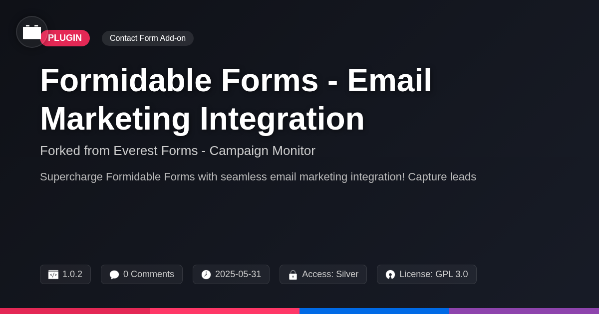 Formidable Forms - Email Marketing Integration forked from Everest Forms - Campaign Monitor Formidable Forms - Email Marketing Integration forked from Everest Forms - Campaign Monitor