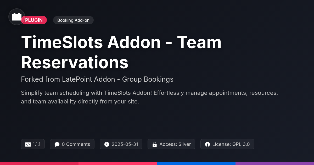TimeSlots Addon - Team Reservations forked from LatePoint Addon - Group Bookings TimeSlots Addon - Team Reservations forked from LatePoint Addon - Group Bookings