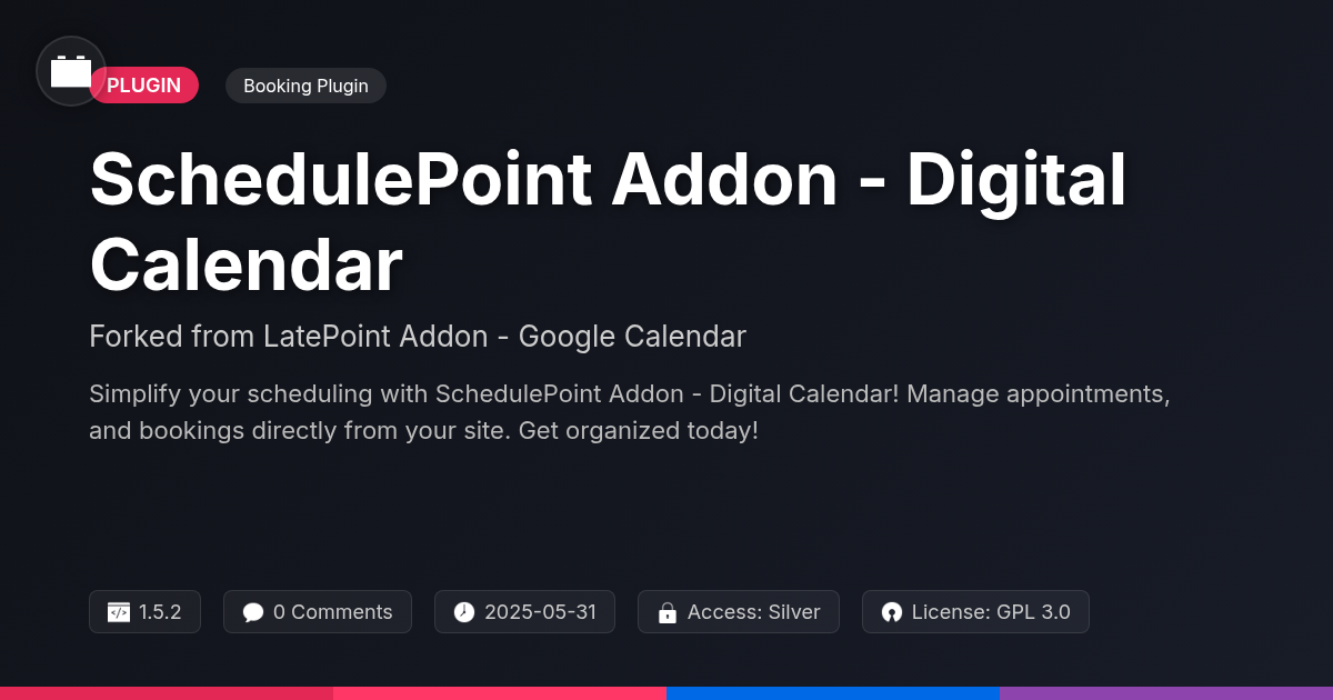 SchedulePoint Addon - Digital Calendar forked from LatePoint Addon - Google Calendar SchedulePoint Addon - Digital Calendar forked from LatePoint Addon - Google Calendar