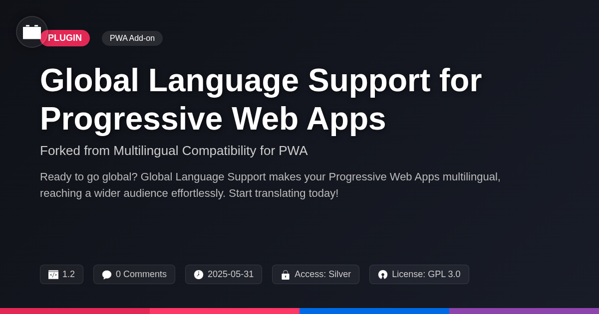Global Language Support for Progressive Web Apps forked from Multilingual Compatibility for PWA Global Language Support for Progressive Web Apps forked from Multilingual Compatibility for PWA