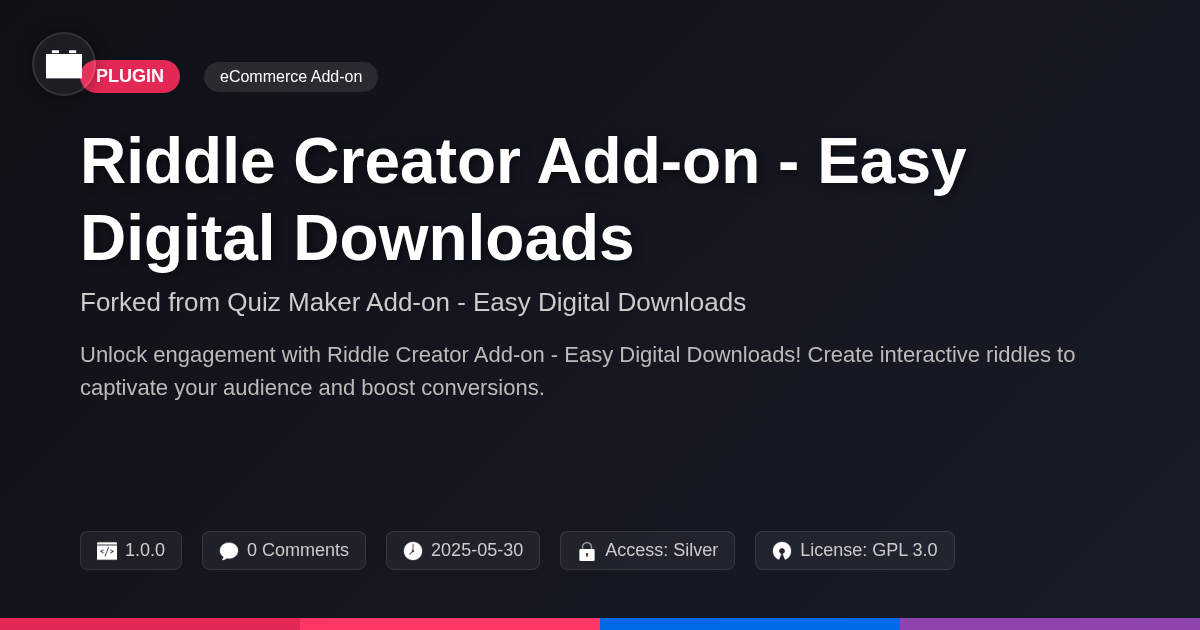 Riddle Creator Add-on - Easy Digital Downloads forked from Quiz Maker Add-on - Easy Digital Downloads