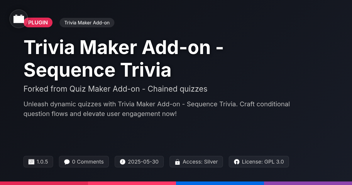 Trivia Maker Add-on - Sequence Trivia forked from Quiz Maker Add-on - Chained quizzes Trivia Maker Add-on - Sequence Trivia forked from Quiz Maker Add-on - Chained quizzes