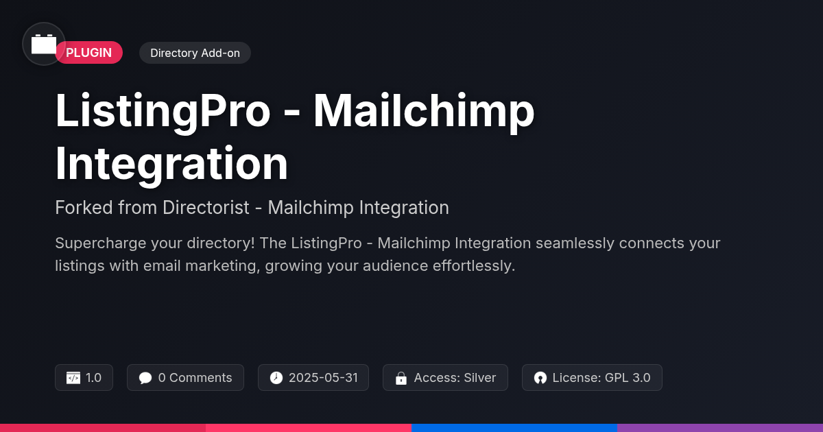 ListingPro - Mailchimp Integration forked from Directorist - Mailchimp Integration ListingPro - Mailchimp Integration forked from Directorist - Mailchimp Integration