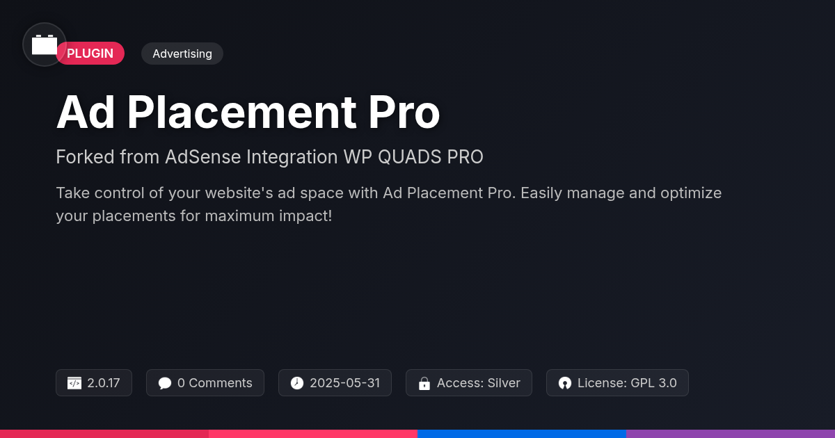 Ad Placement Pro forked from AdSense Integration WP QUADS PRO Ad Placement Pro forked from AdSense Integration WP QUADS PRO