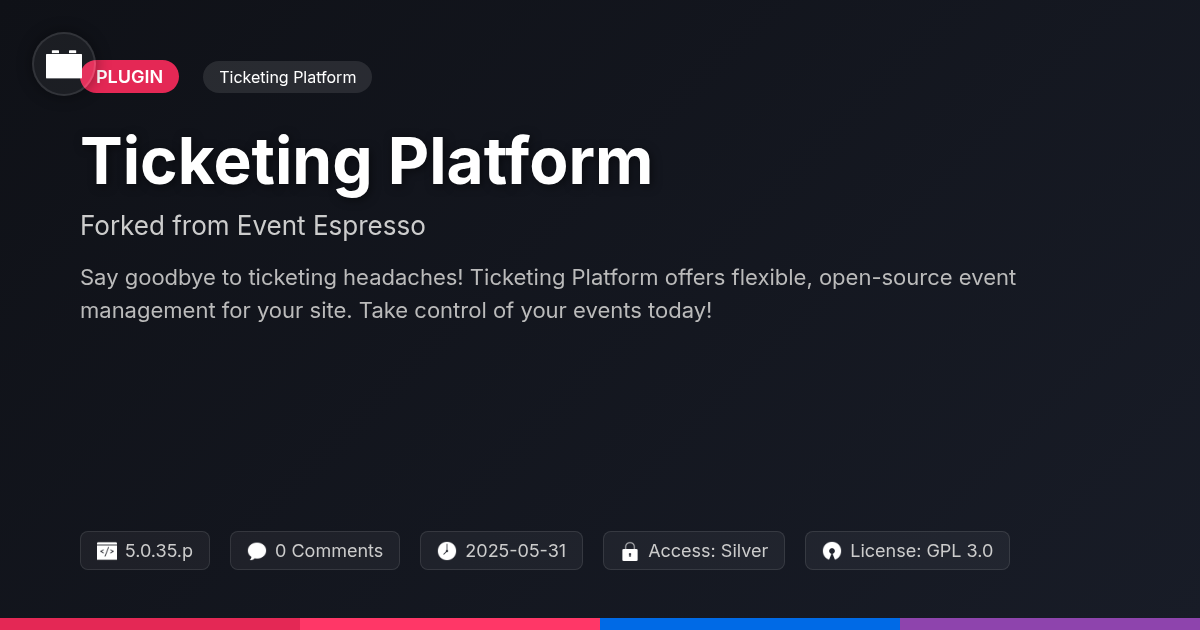 Ticketing Platform forked from Event Espresso Ticketing Platform forked from Event Espresso
