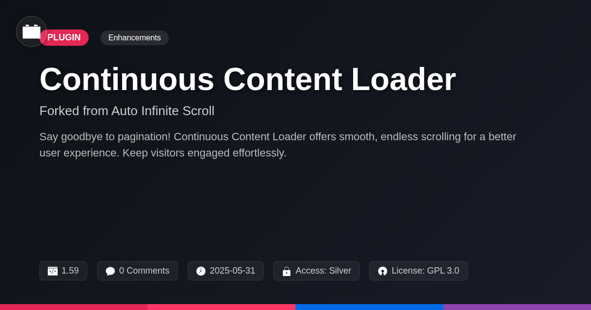 Continuous Content Loader forked from Auto Infinite Scroll Continuous Content Loader forked from Auto Infinite Scroll