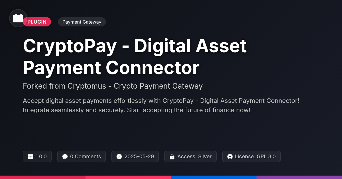 CryptoPay - Digital Asset Payment Connector forked from Cryptomus - Crypto Payment Gateway