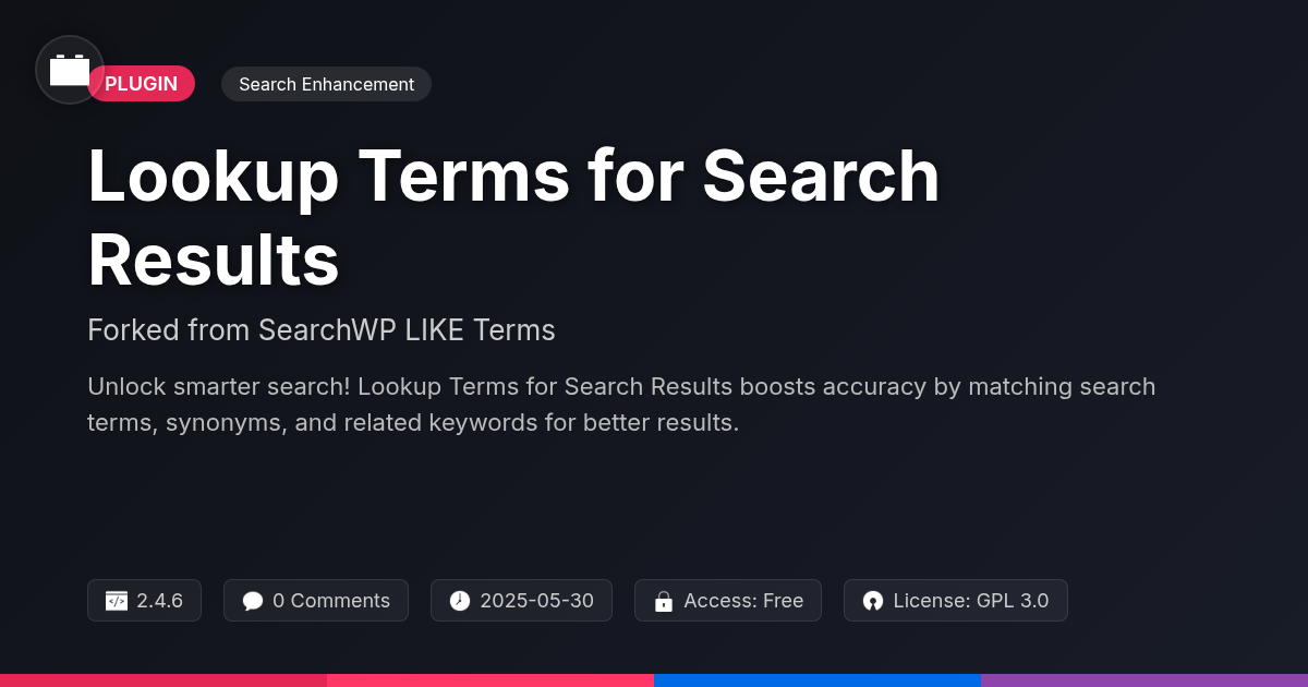 Lookup Terms for Search Results forked from SearchWP LIKE Terms Lookup Terms for Search Results forked from SearchWP LIKE Terms
