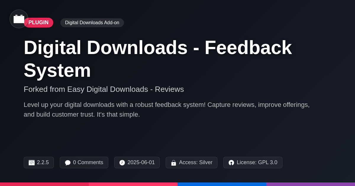 Digital Downloads - Feedback System forked from Easy Digital Downloads - Reviews Digital Downloads - Feedback System forked from Easy Digital Downloads - Reviews