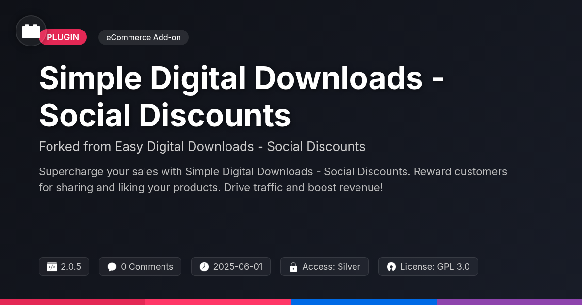 Simple Digital Downloads - Social Discounts forked from Easy Digital Downloads - Social Discounts Simple Digital Downloads - Social Discounts forked from Easy Digital Downloads - Social Discounts