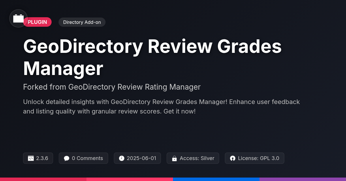 GeoDirectory Review Grades Manager forked from GeoDirectory Review Rating Manager GeoDirectory Review Grades Manager forked from GeoDirectory Review Rating Manager