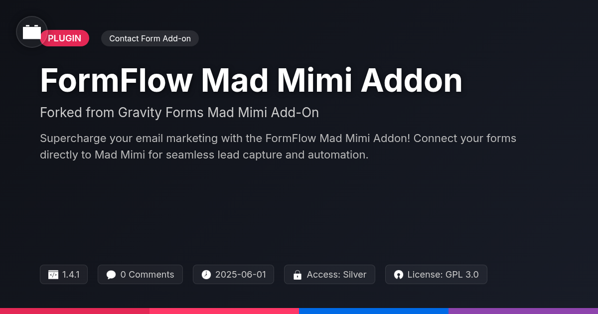 FormFlow Mad Mimi Addon forked from Gravity Forms Mad Mimi Add-On FormFlow Mad Mimi Addon forked from Gravity Forms Mad Mimi Add-On