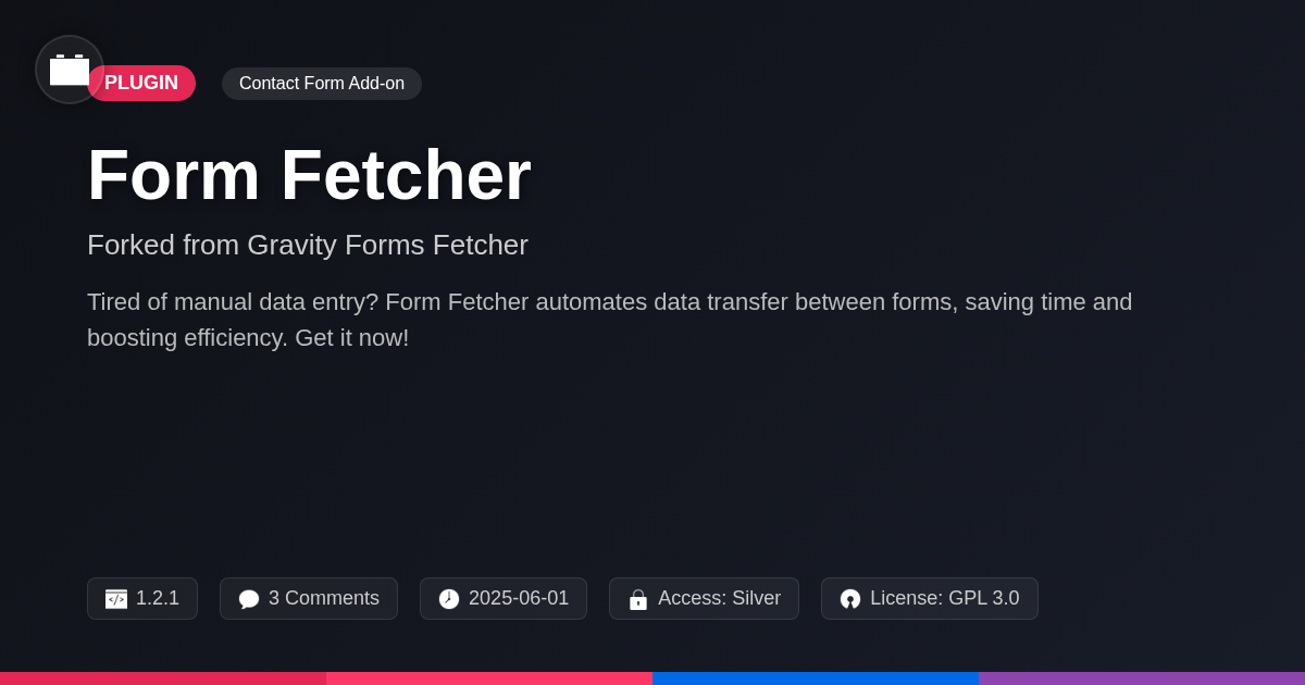 Form Fetcher forked from Gravity Forms Fetcher Form Fetcher forked from Gravity Forms Fetcher