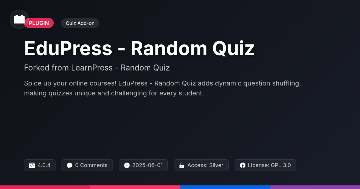 EduPress - Random Quiz forked from LearnPress - Random Quiz EduPress - Random Quiz forked from LearnPress - Random Quiz