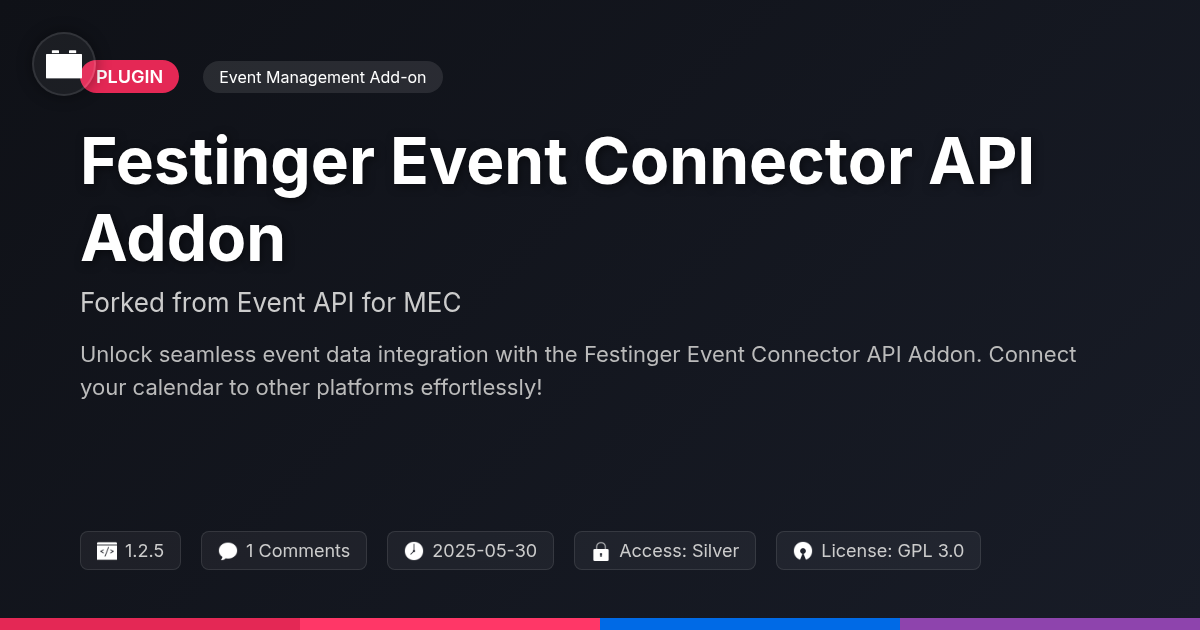 Festinger Event Connector API Addon forked from Event API for MEC Festinger Event Connector API Addon forked from Event API for MEC