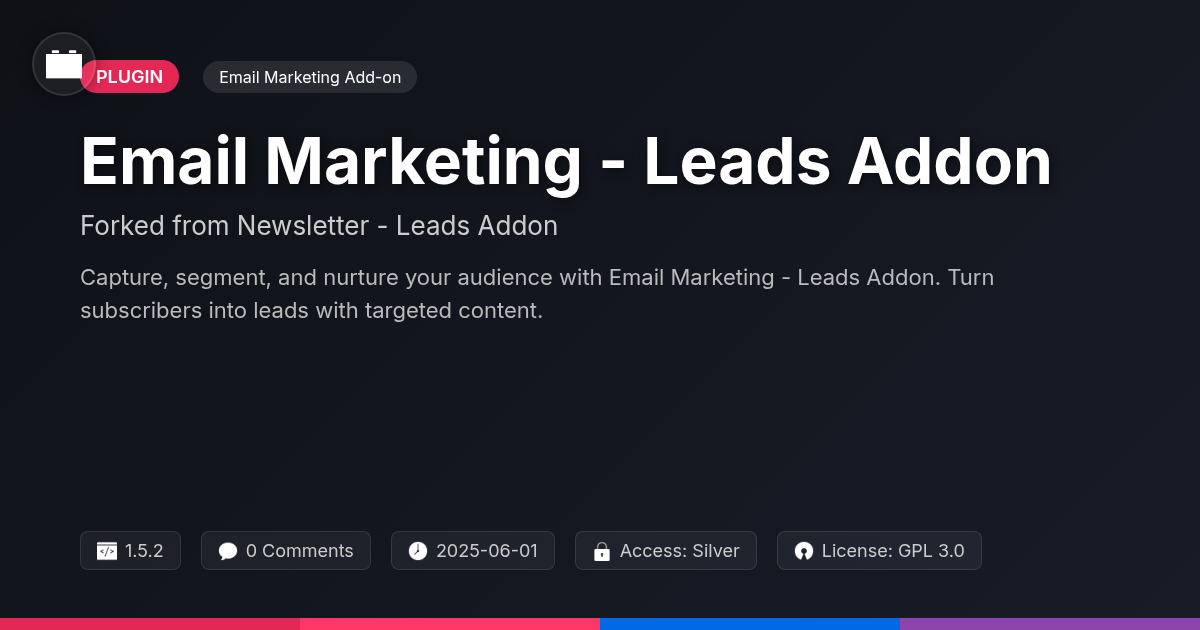 Email Marketing - Leads Addon forked from Newsletter - Leads Addon