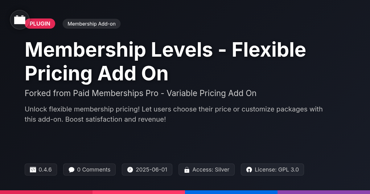 Membership Levels - Flexible Pricing Add On forked from Paid Memberships Pro - Variable Pricing Add On Membership Levels - Flexible Pricing Add On forked from Paid Memberships Pro - Variable Pricing Add On