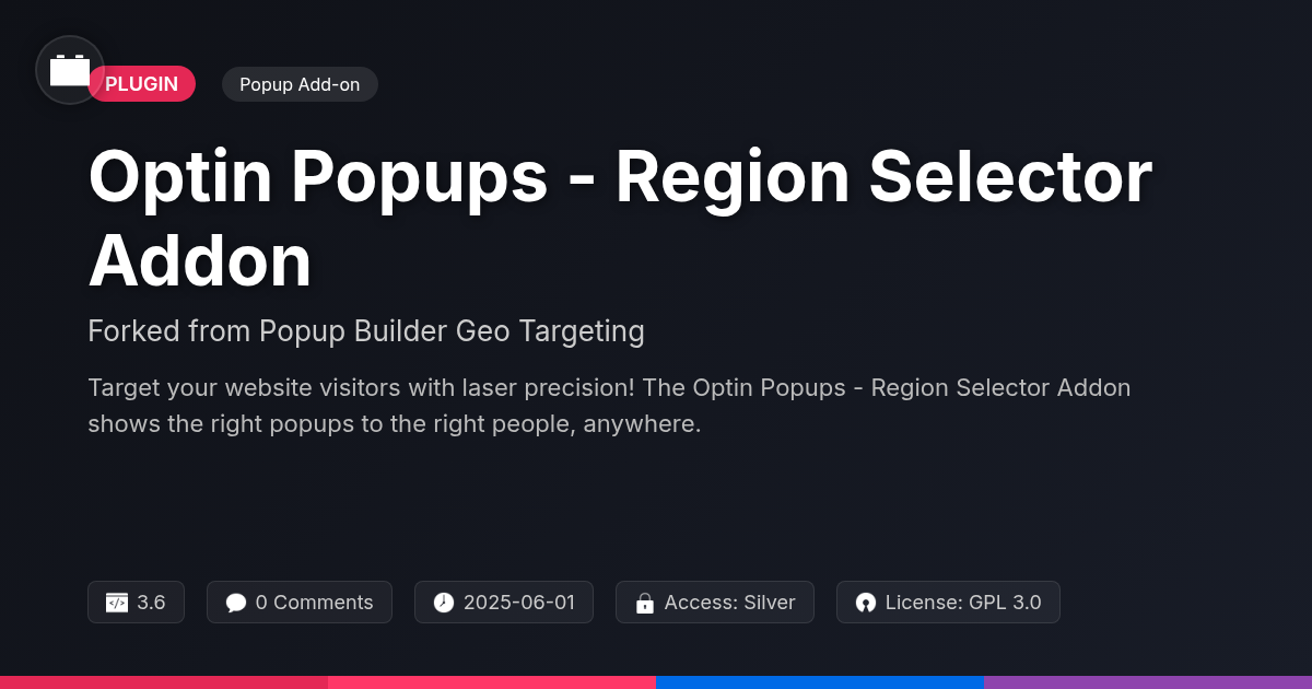 Optin Popups - Region Selector Addon forked from Popup Builder Geo Targeting Optin Popups - Region Selector Addon forked from Popup Builder Geo Targeting